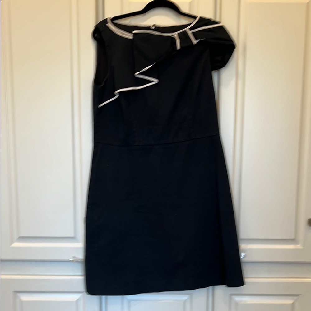 Navy Red Valentino cotton sheath dress with bow detail